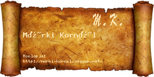 Márki Kornél névjegykártya